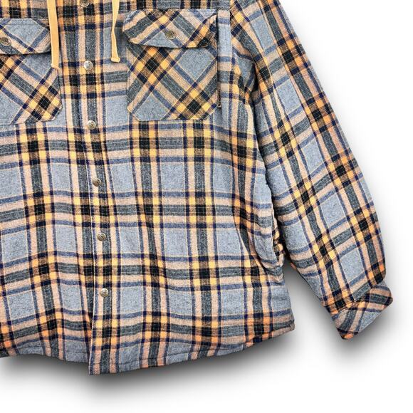 Legendary Outfitters Mens Flannel Hooded Plaid Shacket Quilted Lining Pockets XL - Picture 3 of 11